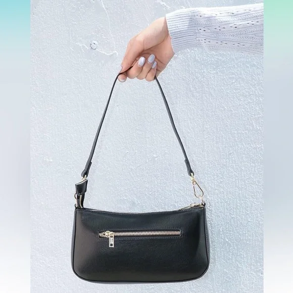 NWT Women Retro Vegan Leather Shoulder Bag with Zipper Closure - Picture 2 of 10